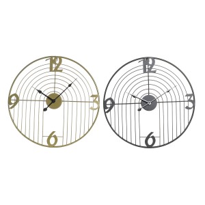 Horloge Murale DKD Home Decor Noir Doré Métal Moderne 45 x 3 x 45 cm (2 Unités)