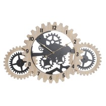 Horloge Murale DKD Home Decor Noir Naturel Bois MDF Engrenage 70 x 4 x 45 cm