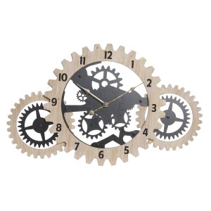 Wall Clock DKD Home Decor Black Natural MDF Wood Gears 70 x 4 x 45 cm