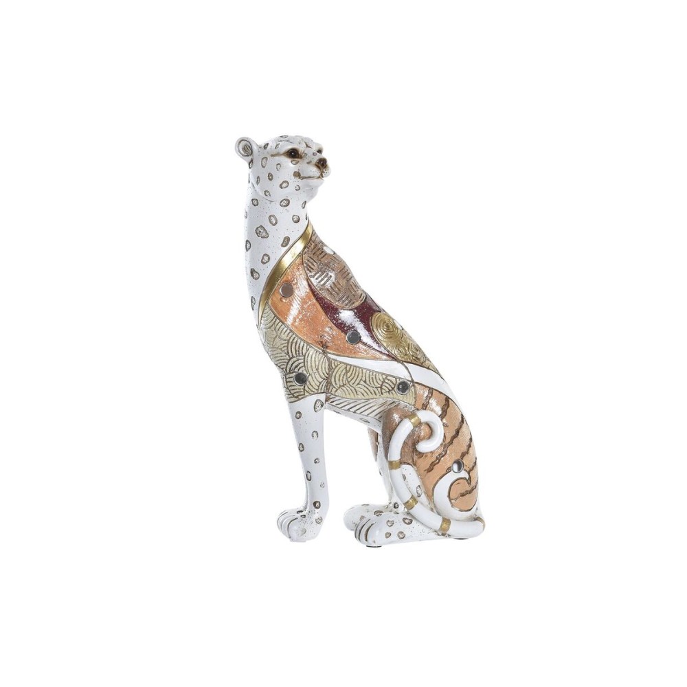 Deko-Figur DKD Home Decor Weiß Orange Leopard Kolonial 15 x 8 x 25 cm (12 Stück)