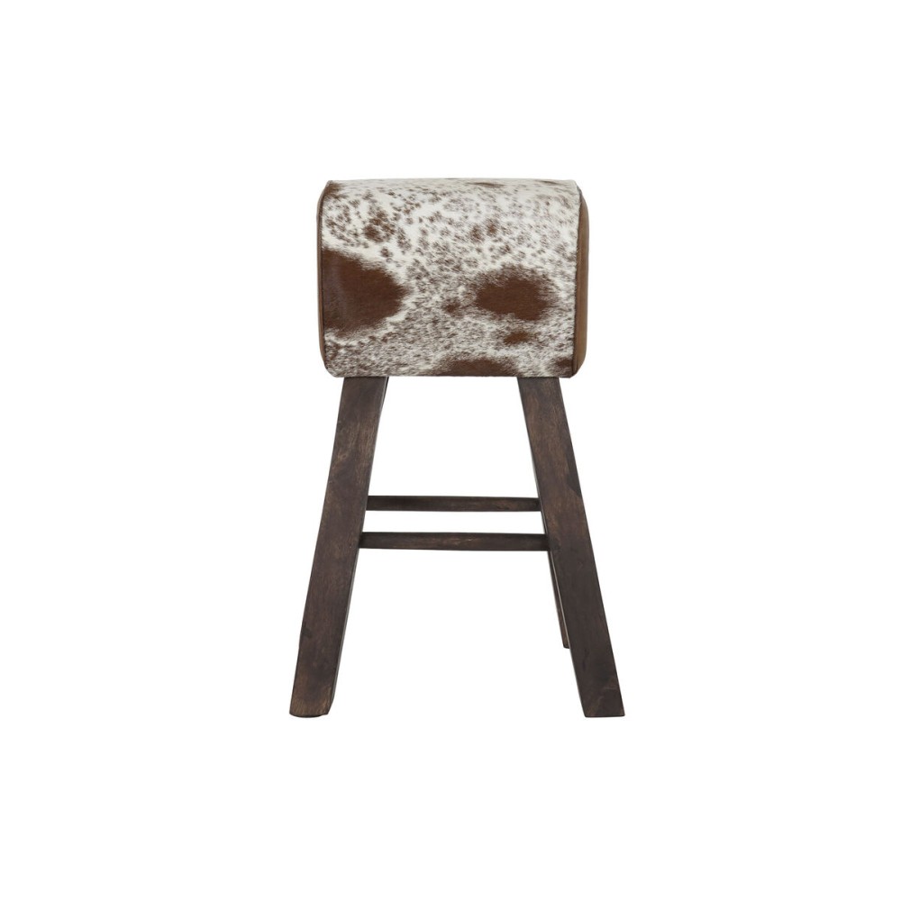 Stool DKD Home Decor White Brown Black Leather Wood 50 x 35 x 75 cm