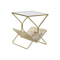 Magazine rack DKD Home Decor Golden Metal Mirror 45 x 45 x 55 cm