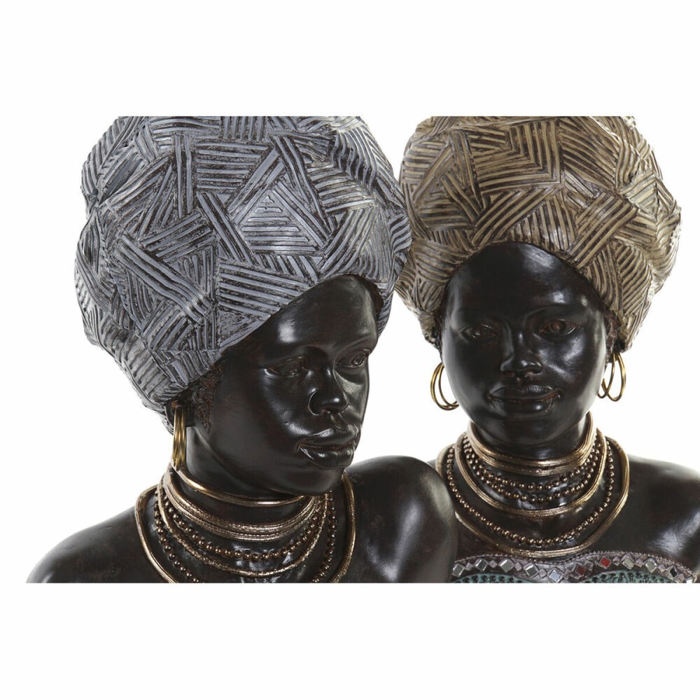 Deko-Figur DKD Home Decor Gold Silberfarben Kolonial Afrikanerin 24 x 18 x 36 cm (2 Stück) (2 Stücke)