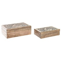 Boîte à bijoux DKD Home Decor Marron Brun foncé Bois de manguier 25 x 17 x 9 cm (2 Pièces)