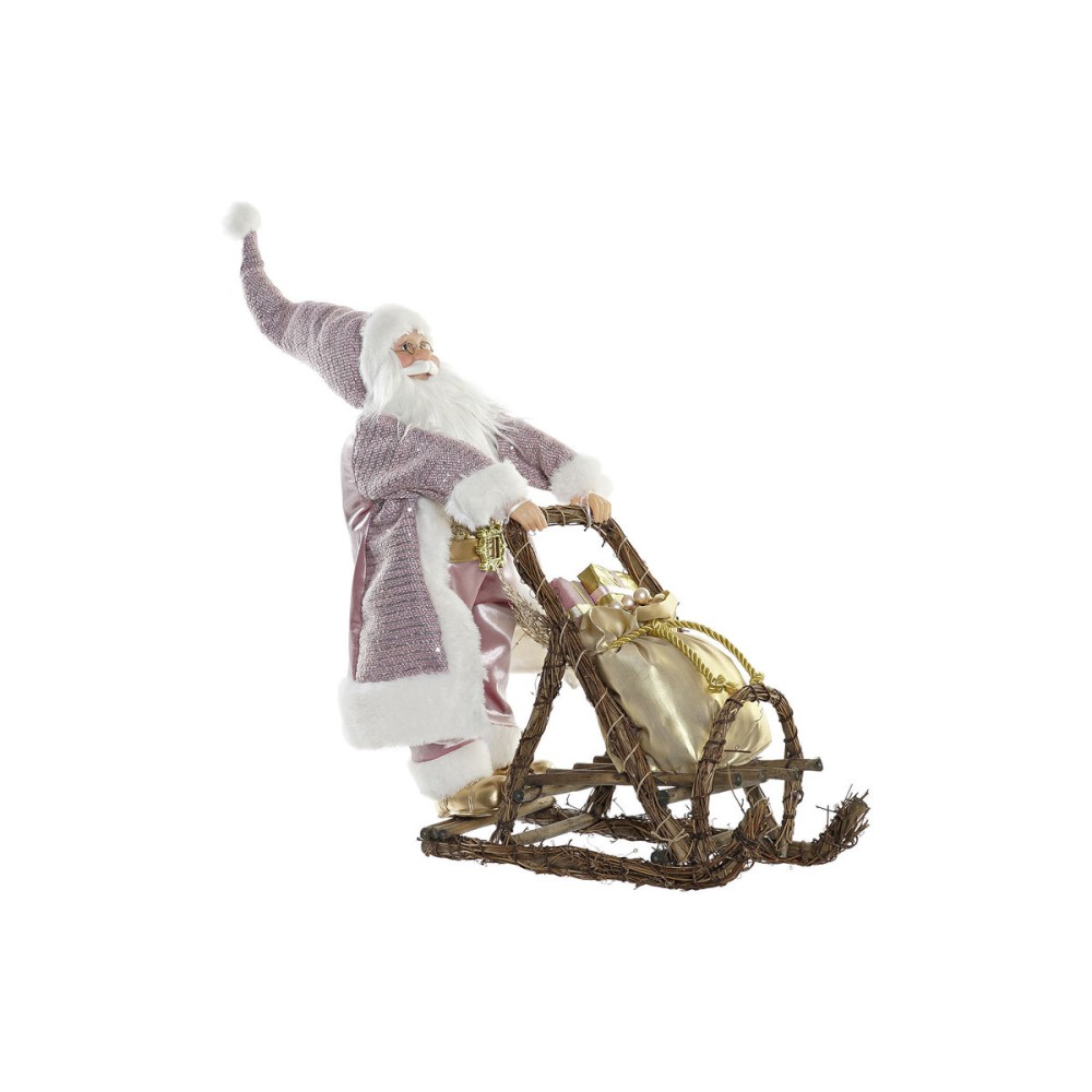 Christmas bauble DKD Home Decor Multicolour Pink Golden Wood Metal Father Christmas 30 x 40 cm 42 x 25 x 48 cm