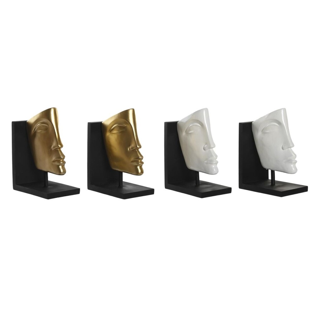 Bookend DKD Home Decor White Golden Resin Modern Face 30,5 x 10 x 22 cm (2 Units)