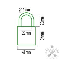 Key padlock EDM 85245 Brass 40 x 23 mm (5 Units)