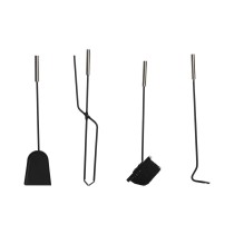 Fireplace Utensils DKD Home Decor Black Stainless steel Steel 11 x 2 x 51 cm (4 Pieces)