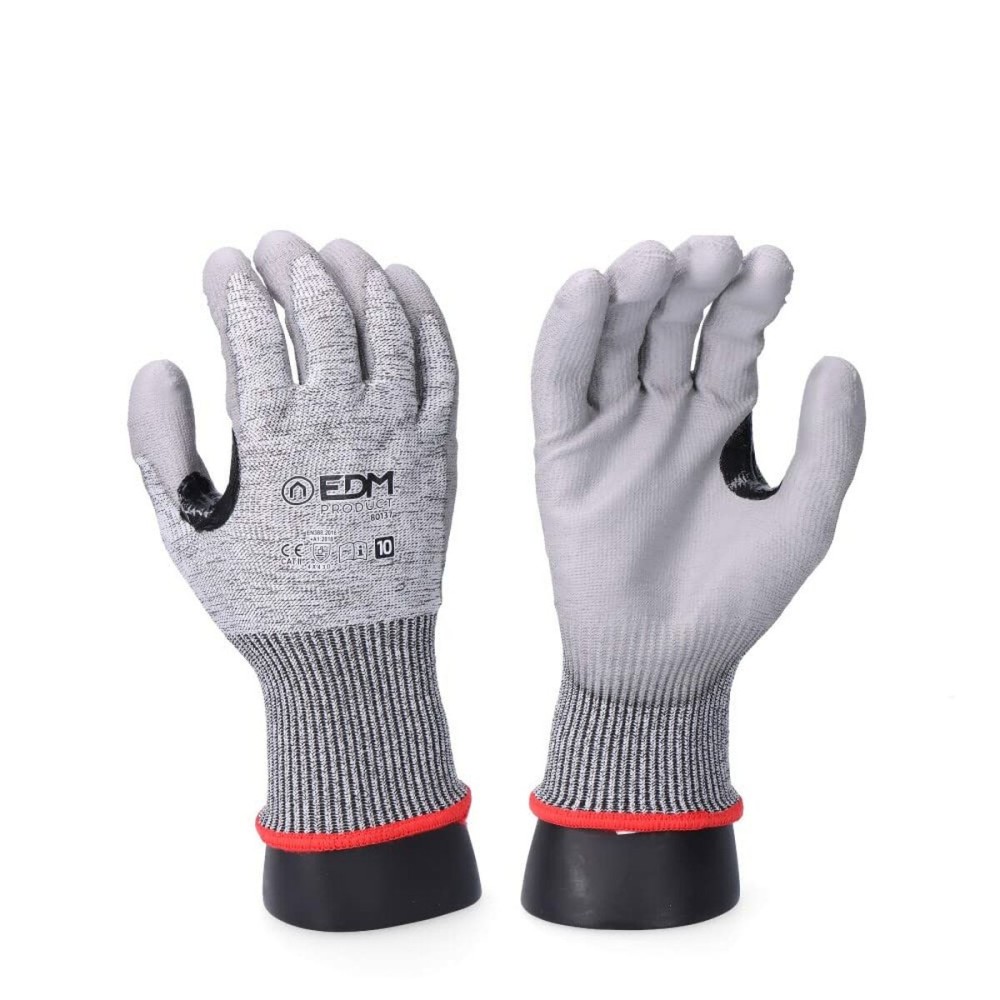 Work Gloves EDM K-Rock Grey Polyurethane Nitrile Cut-proof