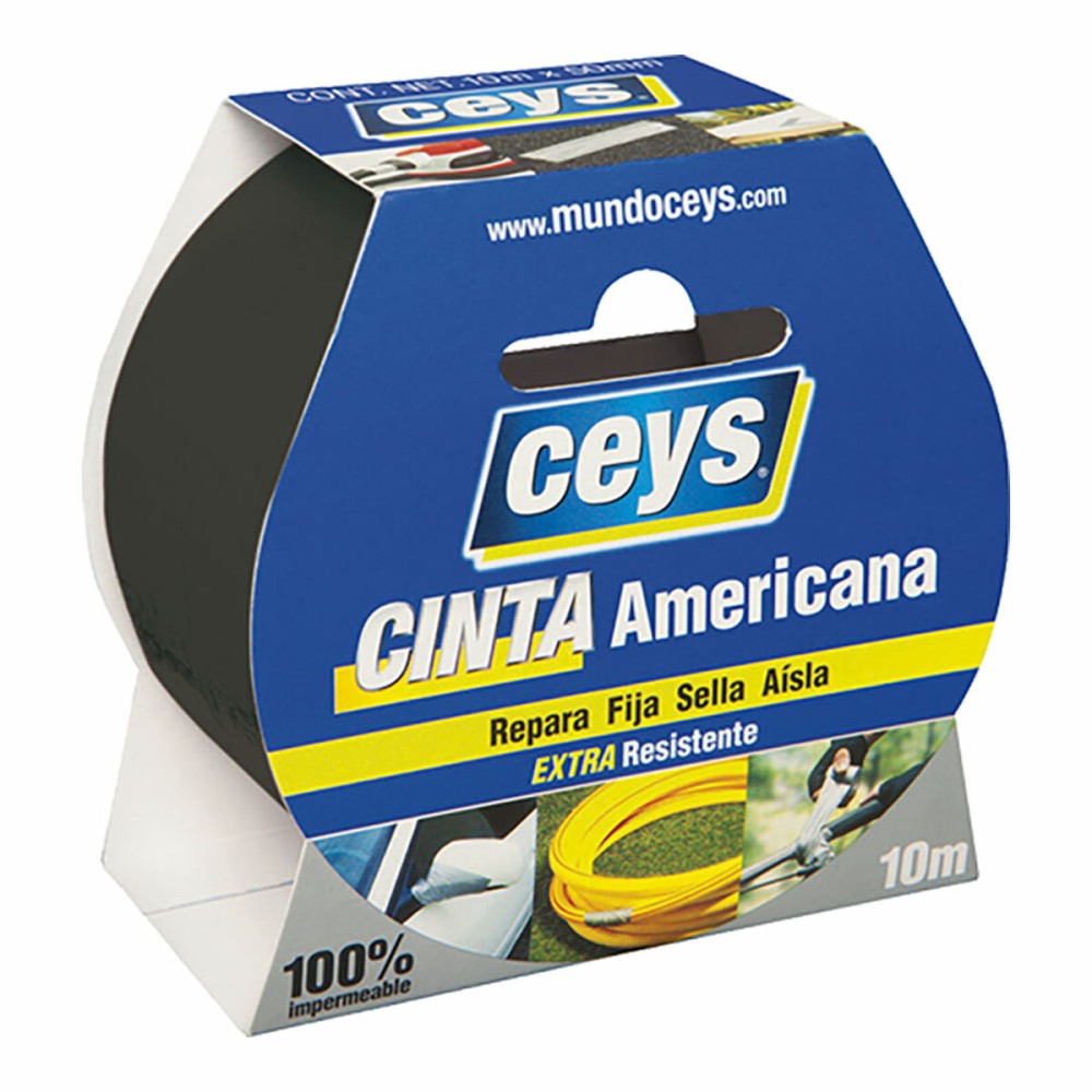 Duct tape Ceys Black (10 m x 50 mm)