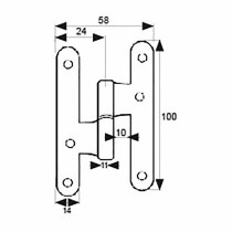 Scharnier EDM PN04 100 x 58 mm Rechts Stahl