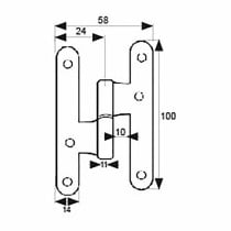 Hinge EDM PN04 100 x 58 mm Left Steel