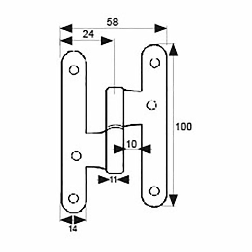 Charnière EDM 85481 PN04 Acier 100 x 58 mm Gauche