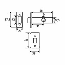 Serrure à mortaiser sans cylindre EDM PCT03 Tubulaire Acier 68 x 25 x 57,5 mm