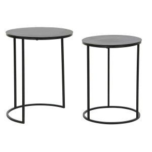 Set of 2 tables DKD Home Decor Black Metal Aluminium 46 x 46 x 58 cm