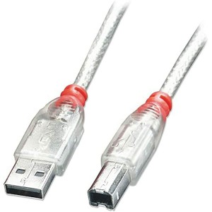 Câble USB A vers USB B LINDY 41755 Transparent 5 m