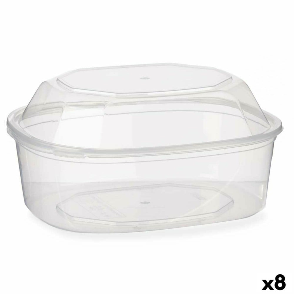 Boîte à repas rectangulaire avec couvercle Transparent polypropylène 1,5 L 18 x 10,5 x 21,5 cm (8 Unités)