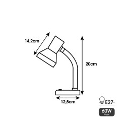 Lampe de bureau EDM 30250 London Noir Métal 60 W 12,5 x 20 cm E27 Flexo/Lampe de bureau (1 Unité)