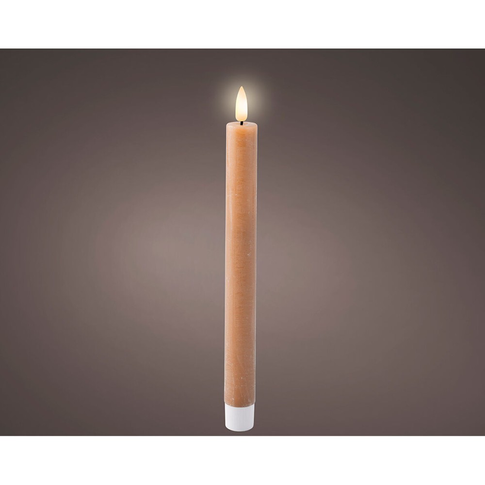 LED Candle Lumineo Brown Ø 2,2 x 24,5 cm Flame effect 2 Units