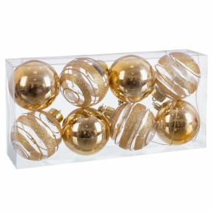 Boules de Noël Doré Plastique 8 x 8 x 8 cm (8 Unités)