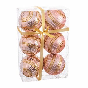 Weihnachtsbaumkugeln Rosa Kunststoff Spirale 8 x 8 x 8 cm (6 Stück)