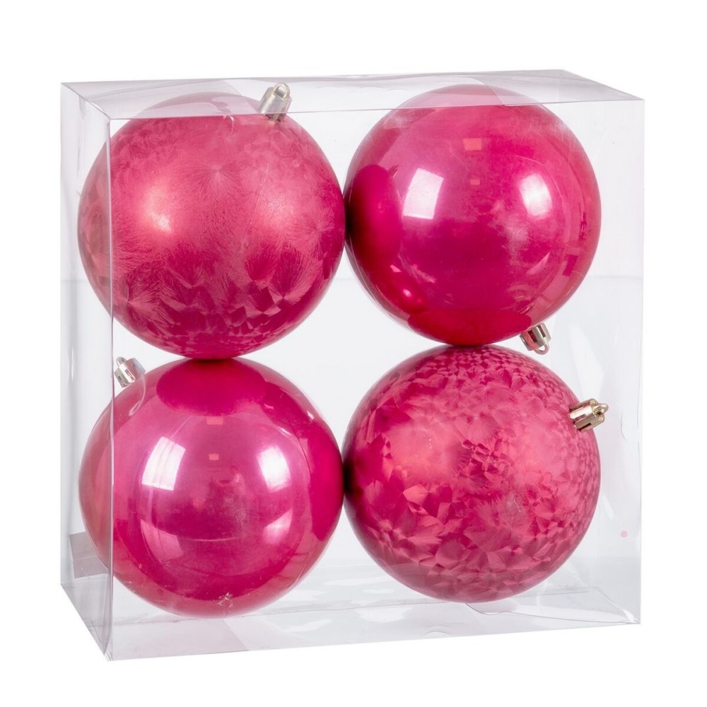 Boules de Noël Fraise Plastique 10 x 10 x 10 cm (4 Unités)