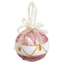 Christmas Baubles White Pink Polyfoam Fabric 6 x 6 x 6 cm (6 Units)