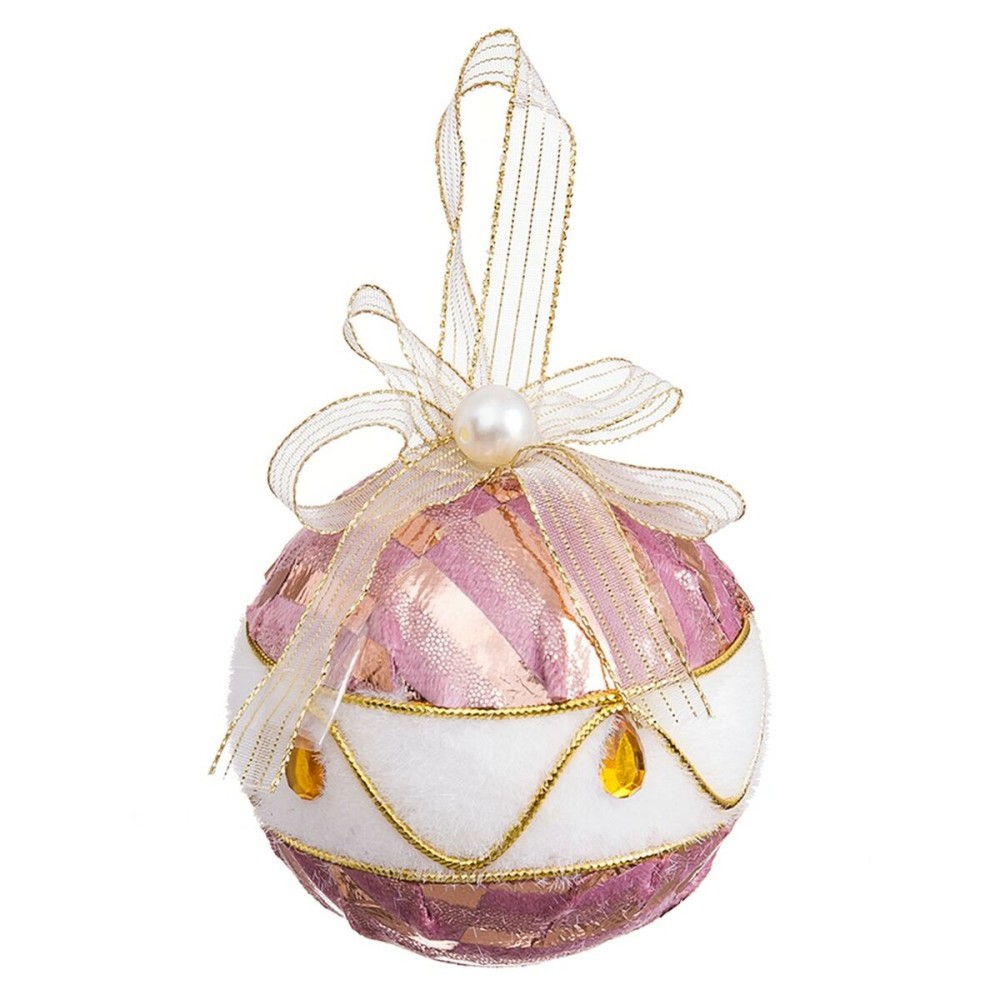 Boules de Noël Blanc Rose Polyfoam Tissu 6 x 6 x 6 cm (6 Unités)