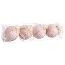 Boules de Noël Rose Polyfoam Tissu 8 x 8 x 8 cm (4 Unités)