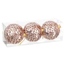 Boules de Noël Bronze Plastique Polyfoam 10 x 10 x 10 cm (3 Unités)