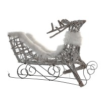 Christmas bauble DKD Home Decor Reindeer and sleigh White wicker Reindeer 75 x 20 x 53 cm