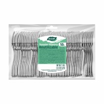 Reusable fork set Algon Silver 50 Pieces 10 cm (20 Units)