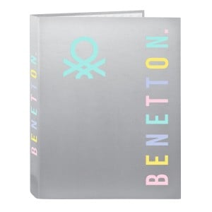 Ring binder Benetton Silver Silver A4 26.5 x 33 x 4 cm