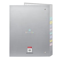 Ring binder Benetton Silver Silver A4 26.5 x 33 x 4 cm