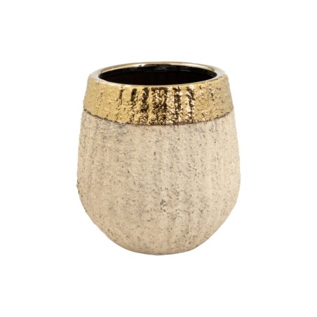 Cache-pot Romimex Beige Doré Porcelaine 16 x 17 x 16 cm