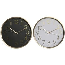 Horloge Murale Home ESPRIT Blanc Noir Aluminium 30 x 4,3 x 30 cm (2 Unités)