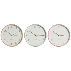 Horloge Murale Home ESPRIT Corail Menthe Lila PVC 25,5 x 4,3 x 25,5 cm (3 Unités)