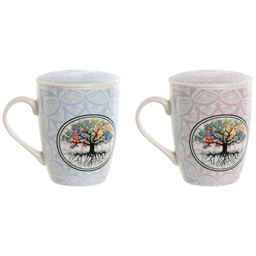 Cup with Tea Filter Home ESPRIT Blue Pink 340 ml (2 Units)