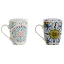 Tasse avec filtre pour infusions Home ESPRIT Bleu Blanc Turquoise méditerranéen 340 ml (2 Unités)