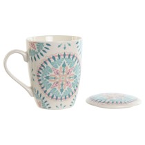 Tasse avec filtre pour infusions Home ESPRIT Bleu Blanc Turquoise méditerranéen 340 ml (2 Unités)