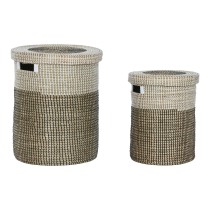 Basket set Home ESPRIT White Black Natural Seagrass 44 x 44 x 51 cm (2 Pieces)