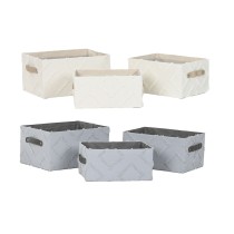 Basket set Home ESPRIT Grey Cream 35 x 25 x 18 cm (3 Pieces) (2 Units)