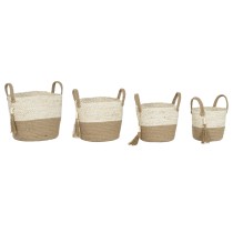 Basket set Home ESPRIT Natural Light brown Jute Modern 40 x 40 x 41 cm