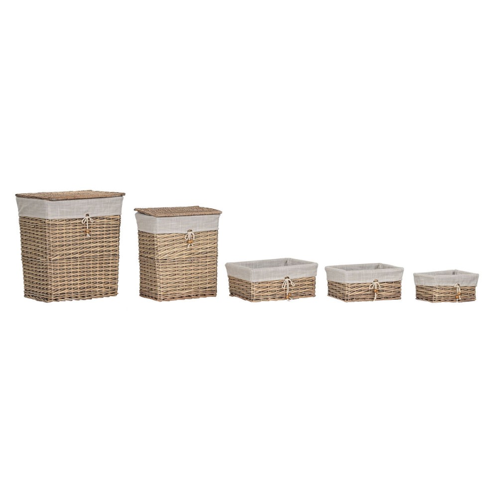 Basket set Home ESPRIT Beige Natural wicker 47 x 35 x 55 cm 5 Pieces