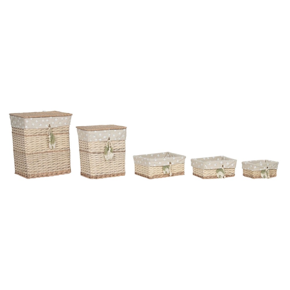 Set de basket Home ESPRIT Vert Beige Naturel osier 47 x 35 x 55 cm 5 Pièces