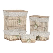 Set de basket Home ESPRIT Vert Beige Naturel osier 47 x 35 x 55 cm 5 Pièces