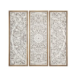 Jeu de 3 tableaux Romimex Blanc Naturel Bois MDF 30 x 90 x 4 cm