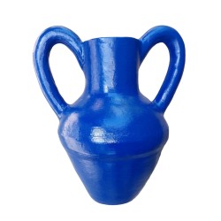 Vase Romimex Cobalt blue Ceramic 28 x 35 x 22 cm With handles