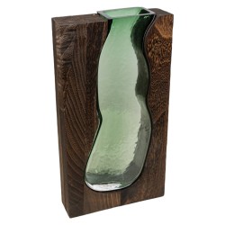 Vase Romimex Brown Green Wood Glass 18 x 32 x 6 cm