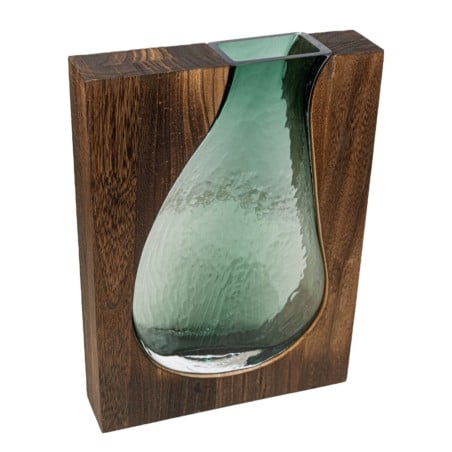 Vase Romimex Marron Vert Bois verre 22 x 30 x 6 cm